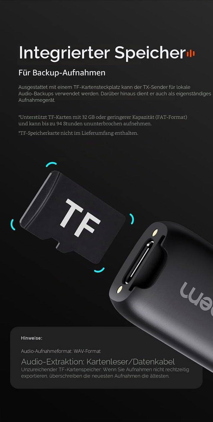 hohem MIC-01 Wireless Lavalier Mikrofon für iPhone iOS, mit Geräuschunterdrückung, MFi-Zertifiziert,