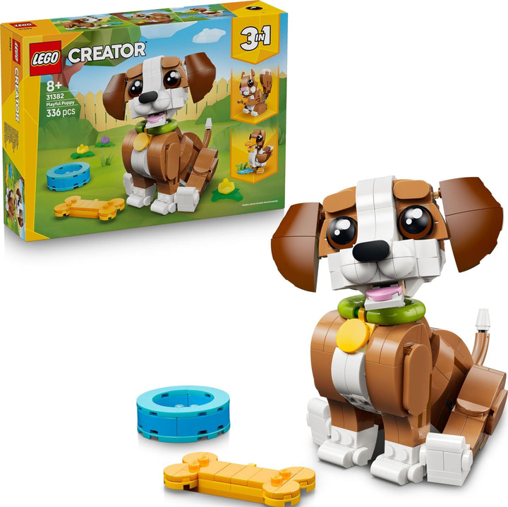 LEGO Creator 3-in-1-Set Niedliche Tiere: Verspielter Welpe - Hunde Spielzeug Hund Bauset - Konstrukt