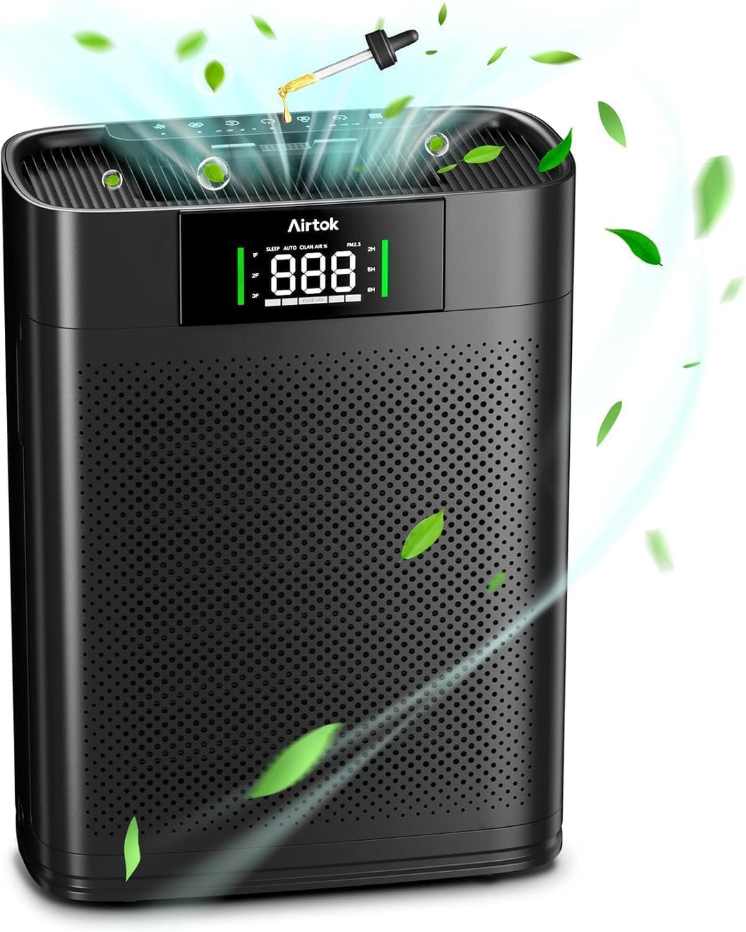 AIRTOK Luftreiniger, Luftreiniger Allergiker mit PM 2.5 Luft Qualitäts Monitor, HEPA Schlafmodus, Ar