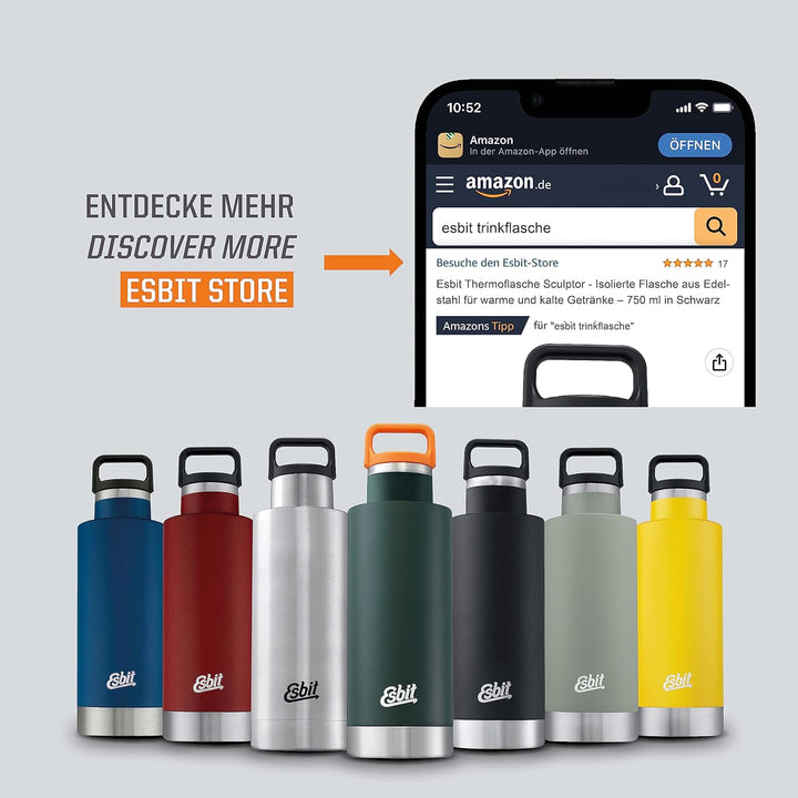 Esbit Isolierflasche Sculptor - Edelstahl Trinkflasche 750 ml in Grau - für warme und kalte Getränke