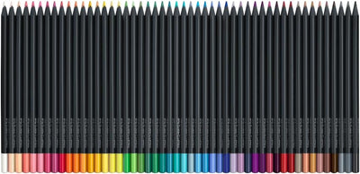 Faber-Castell 116450 - Buntstifte Blackwood, Black Edition, 50er Etui, leuchtende Farben mit weichem