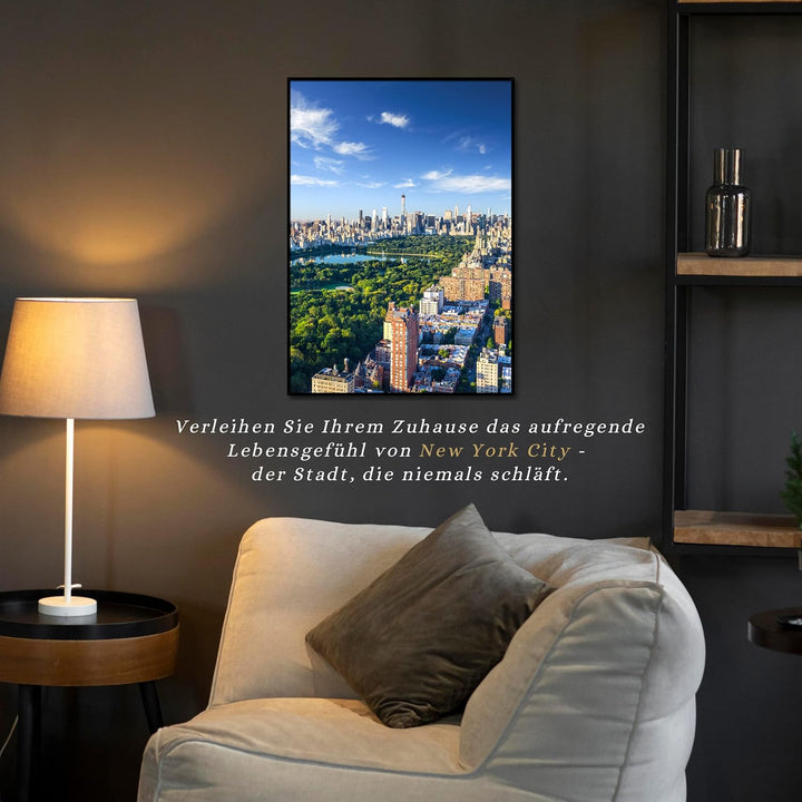 daazoo Wandbild New York Central Park | 50 x 70 cm Hochformat | Bild mit Rahmen | Einrichtung Poster