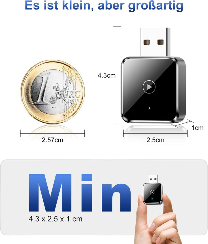 Mini Kabelloser CarPlay Adapter für iPhone - Wireless CarPlay Dongle Box, wandelt werkseitig verkabe