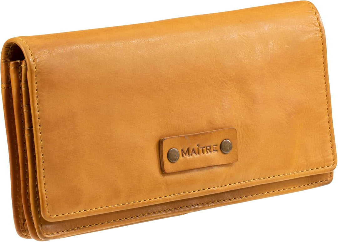 Maitre - steinbach immine purse lh14f Lila 18,00X9,00X0,00 CM Farbe:gelb / Material:cotton,cow Leath