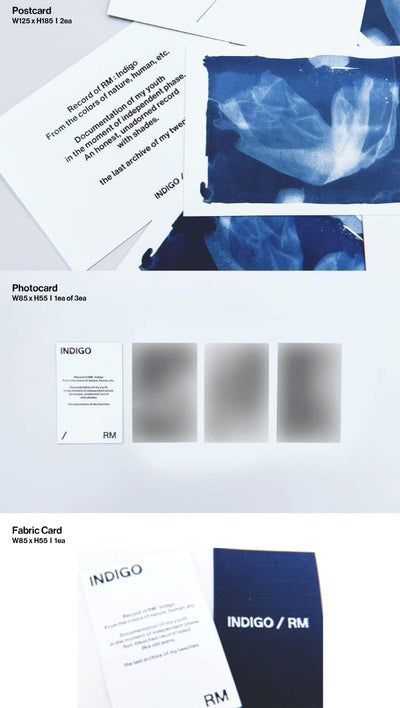 BTS RM Indigo 1st Solo Album Contents+Book+Postcard+Photocard+Fabric card+Instatnt photo/Lyric book+