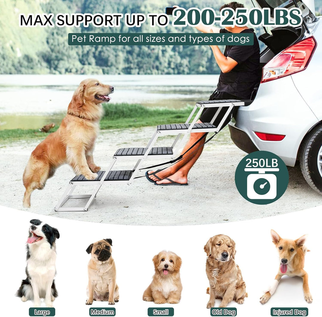 Extra breite 50,8 cm Faltbare Hunderampe für grosse Hunde, tragbare Aluminium-Haustierrampe mit Ruts