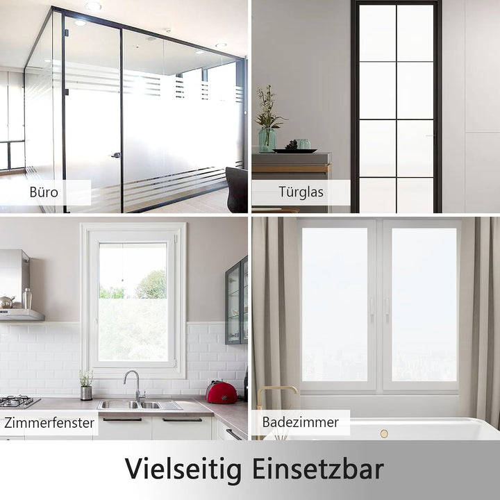 Linarun Fensterfolie selbsthaftend Milchglasfolie 90x200cm, Blickdicht Sichtschutzfolie mit Anti-UV