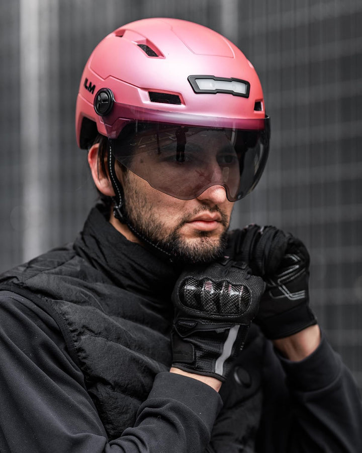 ILM Fahrradhelm mit Visier und LED Licht Mountain&Road Fahrradhelme für Damen und Herren Fahrradhelm