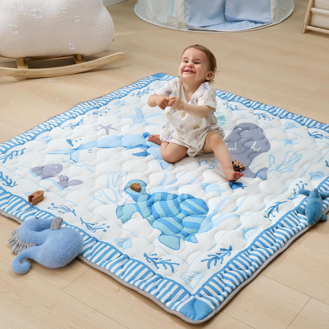 Momcozy Spielmatte Baby für den Boden, 127x127 cm verdickte Krabbeldecke, Spielunterlage für Baby Ba