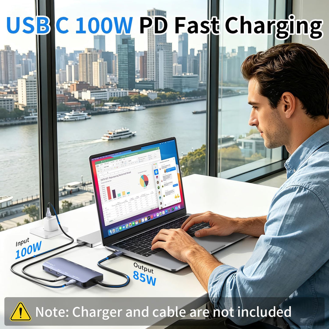 8-in-1 USB-C Hub mit HDMI 4K@60H, 4 USB-C+3 USB-A 3.2 10 Gbit/s,100W PD
