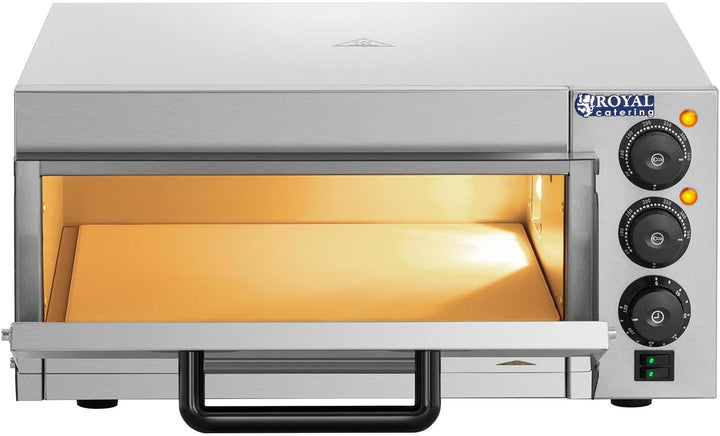 Royal Catering RCPO-2000-1PE Pizzaofen elektrisch 2000W 1 Kammer Pizzabackofen Pizza Ofen Schamotte