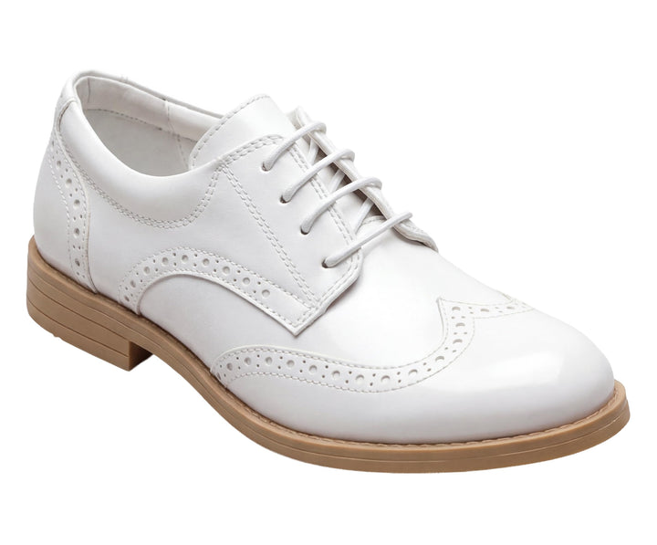 Jungen Kunstleder Lack Brogue Abendschuhe Schnürschuhe formelle Hochzeit Pagenkopf Schuhe 22 EU Weis