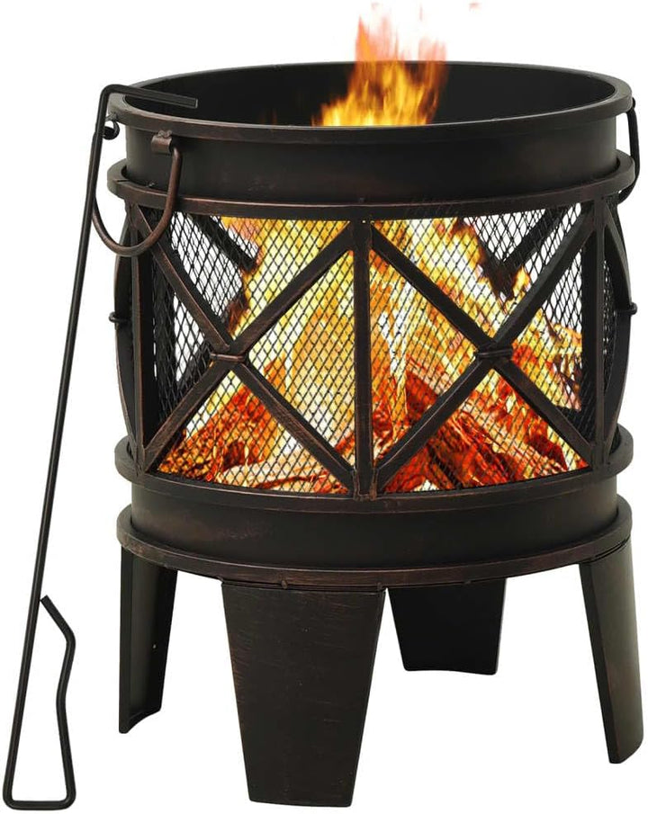 vidaXL Rustikale Feuerstelle mit Schürhaken Feuerkorb Terrassenofen Feuerschale Garten Grill Gartenf