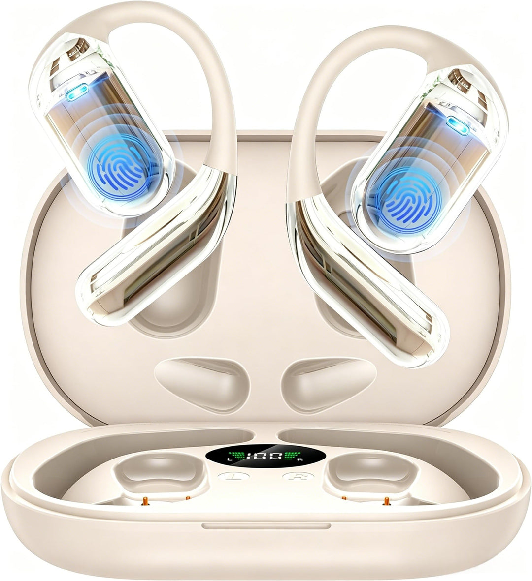 EUQQ Open Ear Kopfhörer 50 Std Kabellos Bluetooth 6.1 HiFi Kopfhörer mit Flexiblem Ohrhaken 4 ENC Mi