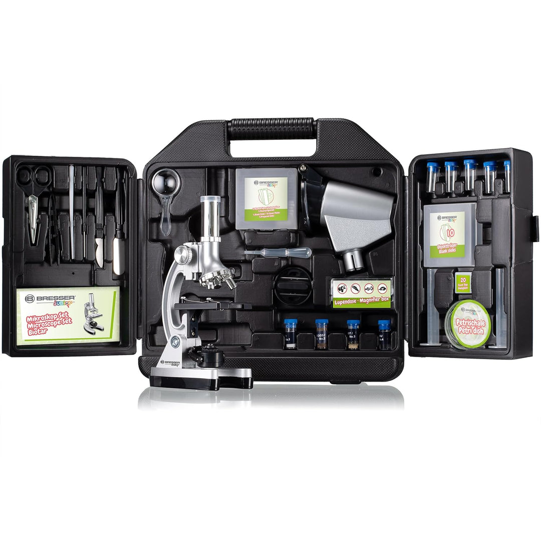 Bresser junior Einsteiger Mikroskop-Set Biotar 300x-1200x für Kinder mit batteriebetriebener Beleuch