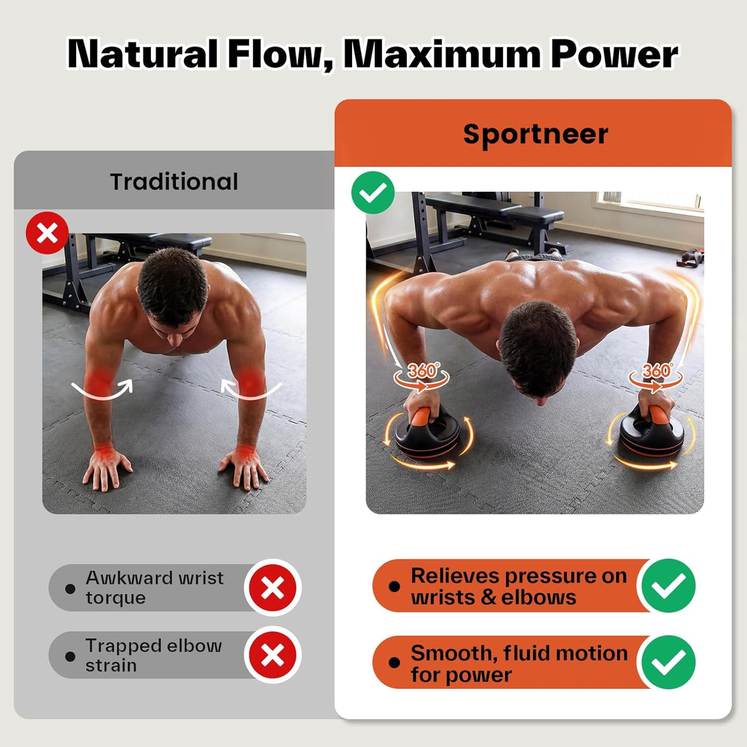 Sportneer Liegestützgriffe Push Up Bars– 360° Liegestütze Ständer mit abnehmbarem Taillentrainer für