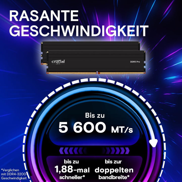 Crucial Pro DDR5 RAM 48GB Kit (2x24GB) 5600MHz, Intel XMP 3.0, PC Computer Arbeitsspeicher - CP2K24G