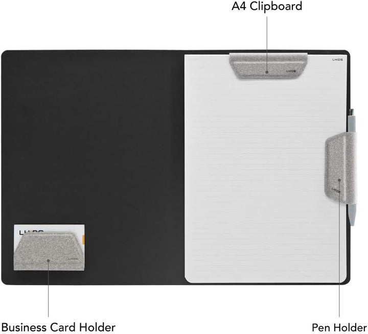 LHiDS Schreibmappe DIN A4 Klemmbrett Mappe, Multifunktionale Magnettafel mit Visitenkarte Halter & P