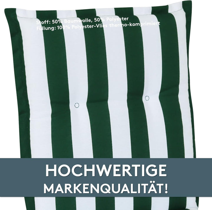 LILENO HOME Gartenstuhl Auflagen als [2er Set - Niedriglehner] in Blockstreifen Grün - bequeme Liege