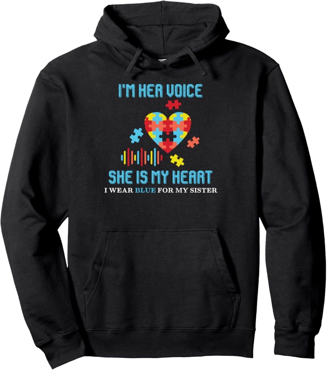 Sie ist mein Herz Ich trage blau für meine Schwester Pullover Hoodie