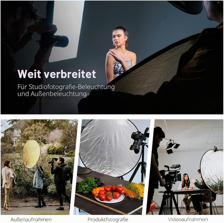 NEEWER 43"/110cm Lichtreflektor Lichtdiffusor 5 in 1 zusammenklappbare Multischeibe mit Tasche durch