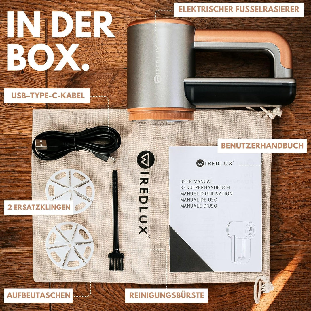 Fusselrasierer Elektrisch WiredLux - Wiederaufladbarer Fusselentferner für Kleidung & Möbel - Einste