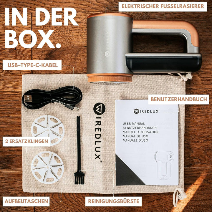 Fusselrasierer Elektrisch WiredLux - Wiederaufladbarer Fusselentferner für Kleidung & Möbel - Einste