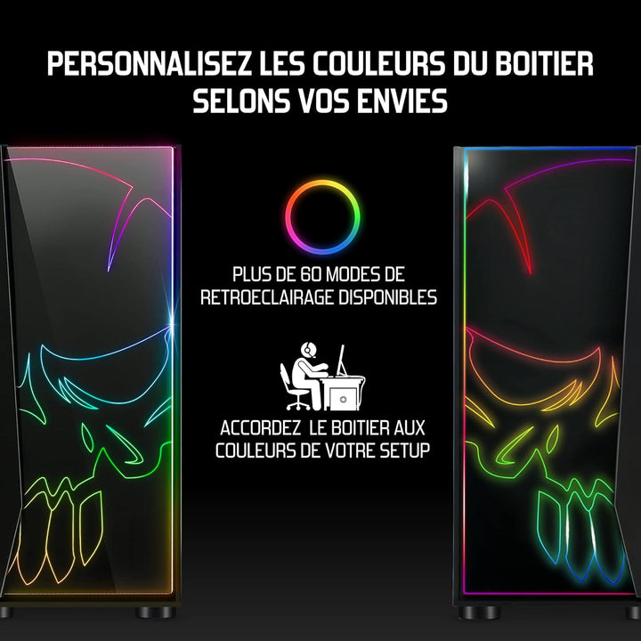 SPIRIT OF GAMER Ghost One Gamer PC-Gehäuse RGB Ghost One – Vorderseite und Wand aus Hartglas – 60 Hi