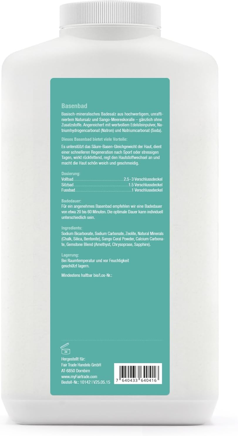effective nature Basenbad - basisches Badesalz mit Sango-Meereskoralle & Edelsteinpulver - ergiebige