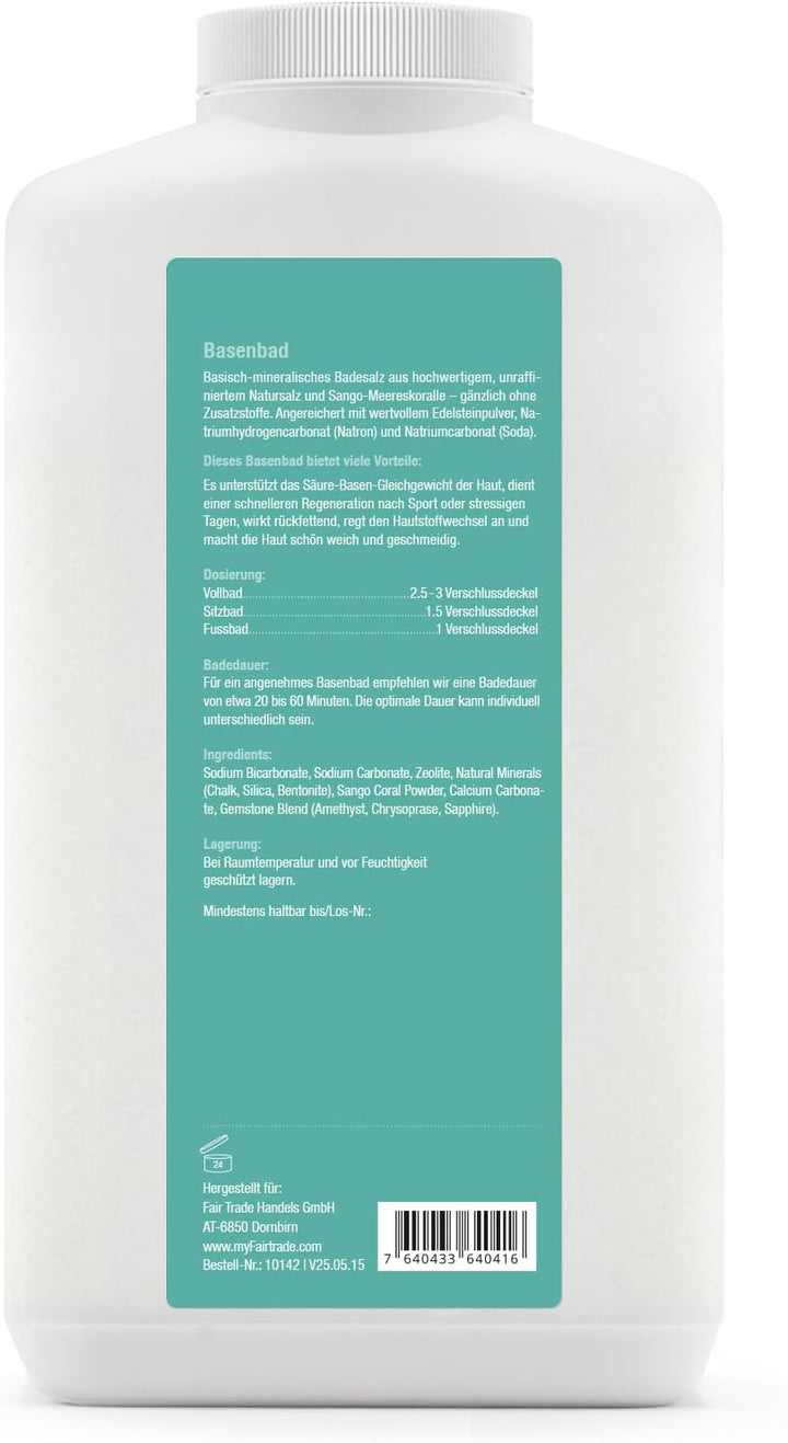 effective nature Basenbad - basisches Badesalz mit Sango-Meereskoralle & Edelsteinpulver - ergiebige