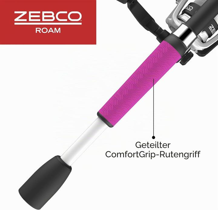 Zebco Roam Spinnrolle und Angelruten-Kombination, geteilter KomfortGrip-Rutengriff, Soft-Touch-Griff