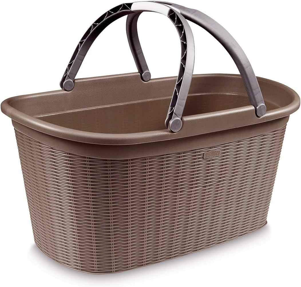 Stefanplast Elegance Wäschekorb, Kunststoff, Taupe, 38 x 58 x 28 cm Single, Single