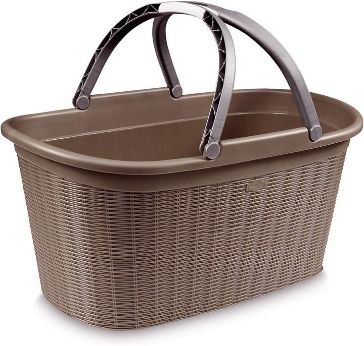 Stefanplast Elegance Wäschekorb, Kunststoff, Taupe, 38 x 58 x 28 cm Single, Single
