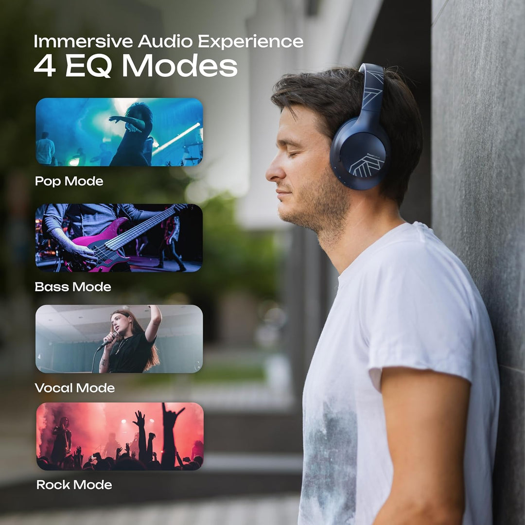 PowerLocus Bluetooth Kopfhörer Over Ear, 50 Std Spielzeit, 4 EQ-Modi, Kopfhörer Kabellos Faltbarer m