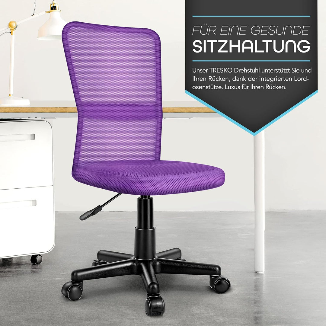 TRESKO Bürostuhl Schreibtischstuhl Drehstuhl, mit Kunststoff-Leichtlaufrollen, stufenlos höhenverste