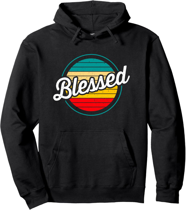 Gesegneter bunter Retro-Sonnenuntergang, Vintage-Design Pullover Hoodie