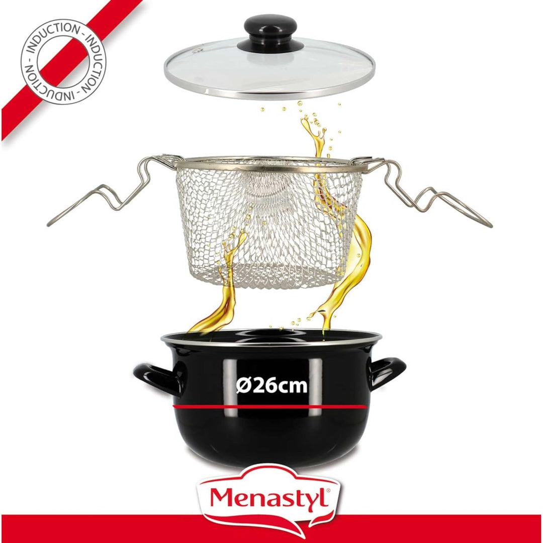 Util‘Home 3645580 Fritteuse, Edelstahl, 26 cm, Schwarz