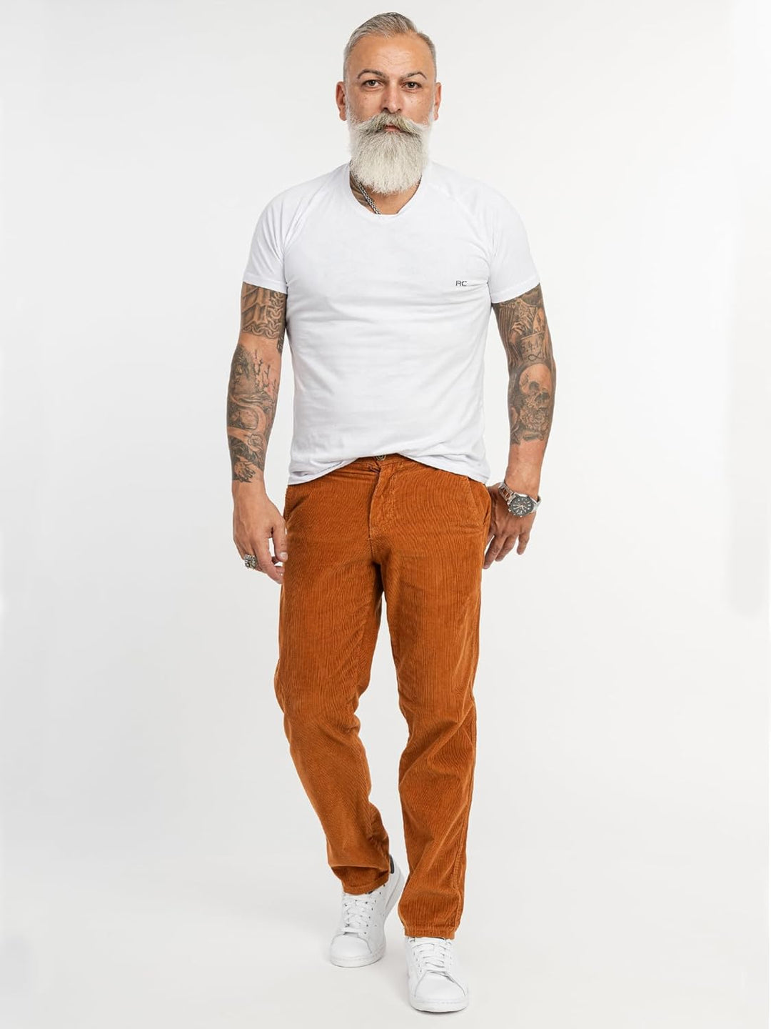 Rock Creek Herren Cord Hose Regular Fit Chino Hose RC-2156 29W / 30L Orange, 29W / 30L Orange