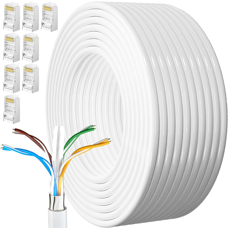 MEIPEK 40m Cat 6 Lan Kabel Netzwerkkabel Weiss Outdoor Verlegekabel Lange 40 Meter Aussenbereich Ins