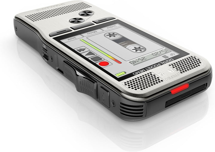 Philips Pocket Memo Digitales Diktiergerät DPM7000 Schiebeschalter-Bedienung, 2 Mikrofone für Stereo