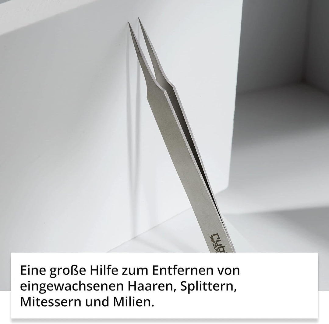 Rubis Splitterpinzette – Pinzette für Splitter, eingewachsene Haare und Mitesser – Spitzpinzette aus