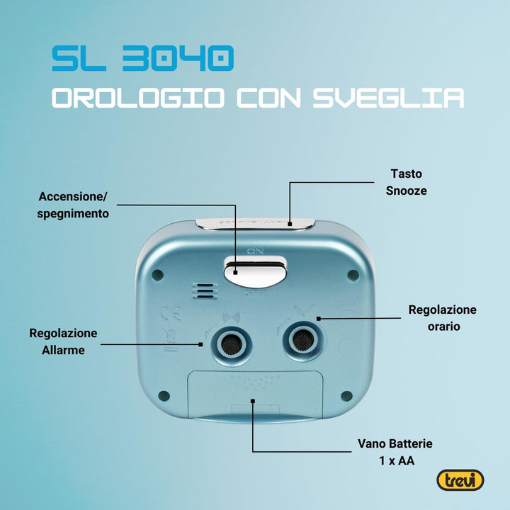 Trevi Retro Nachttisch/Reisewecker mit LED-Hintergrundbeleuchtung und leisem Sweep-Sekundenzeiger, K