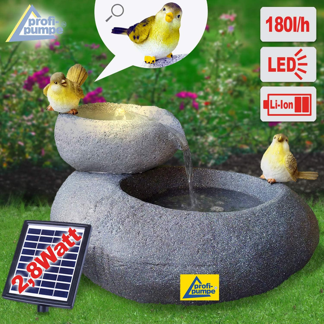 Solar Gartenbrunnen Brunnen Solarbrunnen Zierbrunnen Wasserfall Gartenleuchte Teichpumpe für Terrass