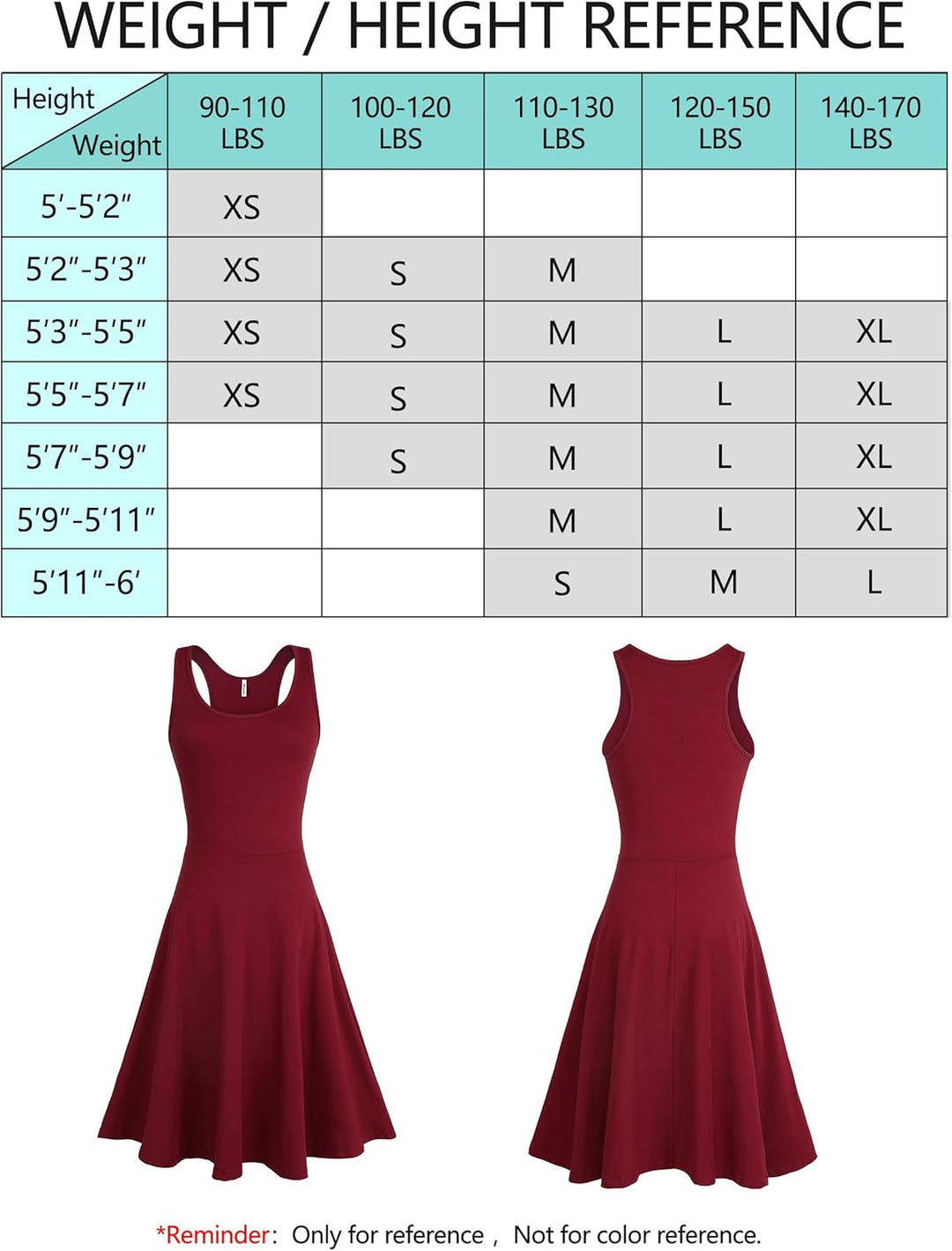 Missufe Damen Sommerkleid Minikleid Rockabilly Freizeitkleid Skaterkleid Kurzes Tank Kleider M Weinr