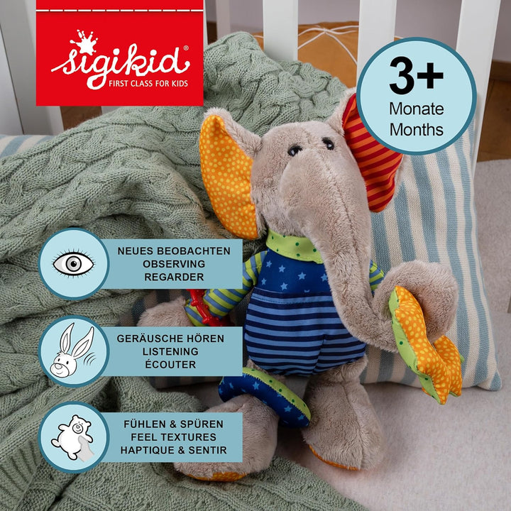 SIGIKID 40863 Aktiv-Elefant Baby Activity PlayQ Mädchen und Jungen Babyspielzeug empfohlen ab 3 Mona