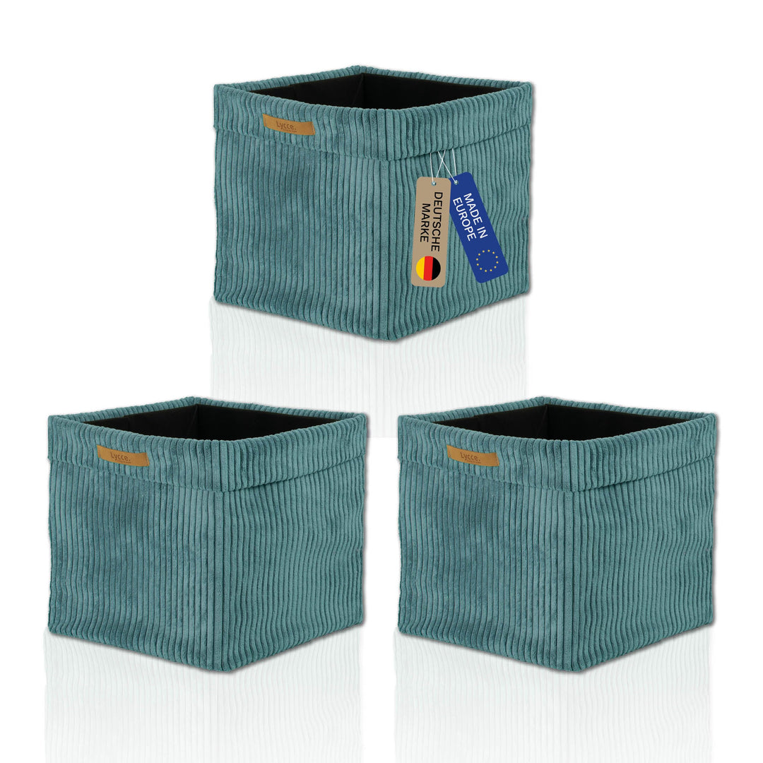 Kallax Box Cord | Aufbewahrungskorb für Kallax Regal | Faltbox 33 x 33 x H31 cm (türkis, 3er Set) Tü