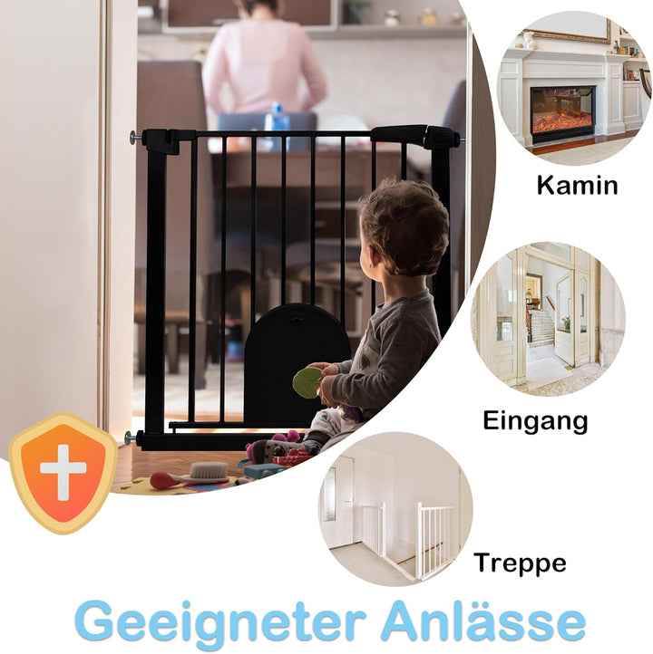 XMTECH Türschutzgitter Ohne Bohren Treppengitter für Kinder 105-115cm breit, Auto-Close Baby Türgitt