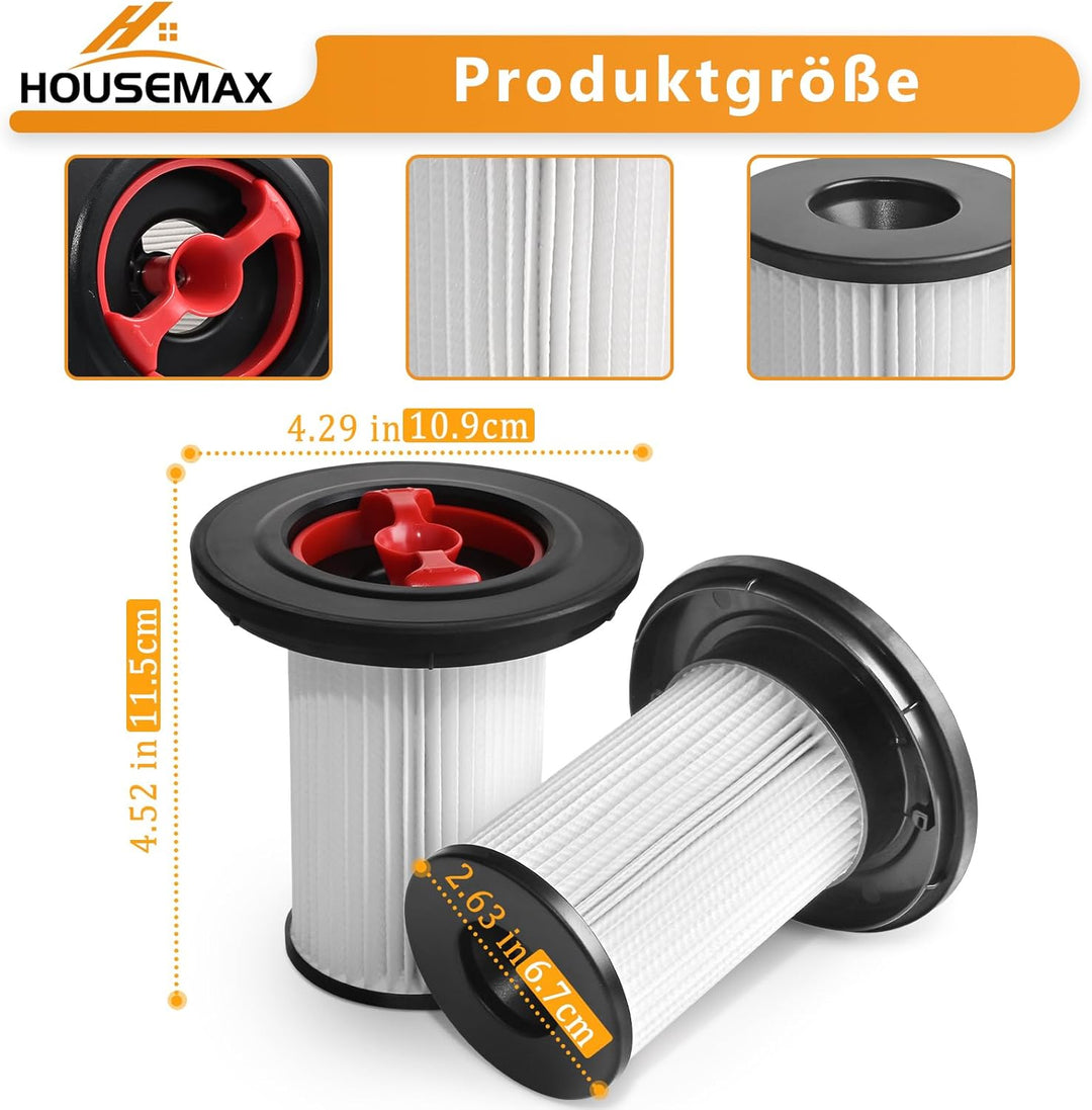 HOUSEMAX 3 Stück Ersatzfilter für Bosch Unlimited Gen2 Serie8 Staubsauger, HEPA Filter mit Reinigung