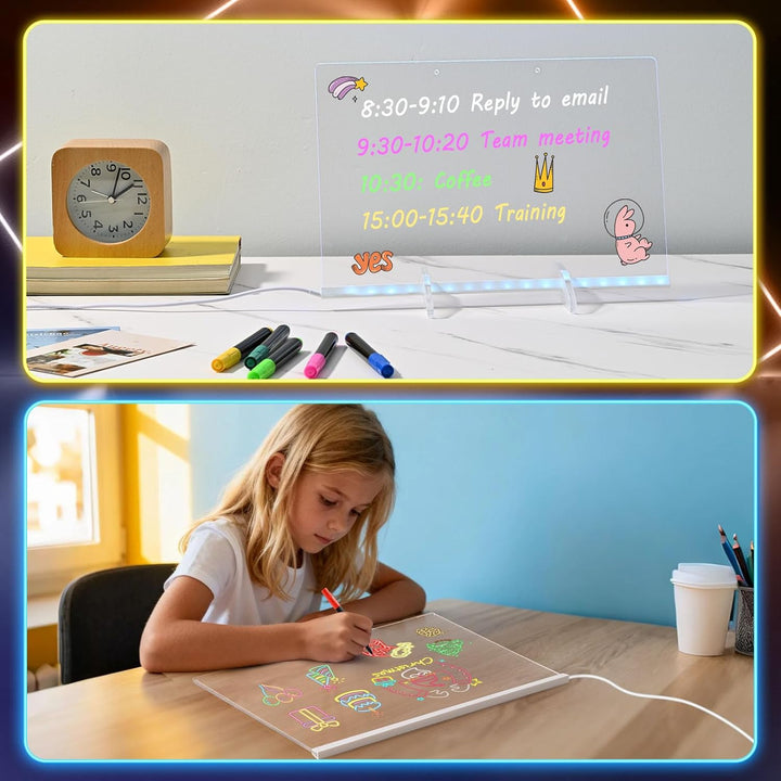 BlueSwan Led Zeichenbrett, Kleine Geschenke für Kinder mit 12 Farben Einstellbar 7 Licht Modi, Kompl
