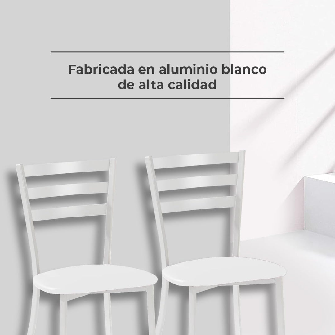 ASTIMESA SCMBLBL Zwei Küchenstühle, Metall Aluminium Kunstleder, weiss, Altura de asiento 45 cms